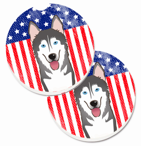 Dog Themed American Flag Cup Holder Car Coasters (Set of 2) - 638508566584