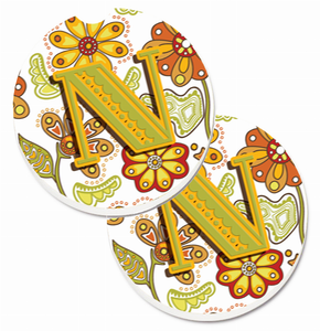 Letter Floral Cup Holder Car Coasters (Set of 2) - 638508583994