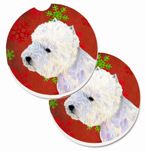 Dog Themed Holiday Christmas Cup Holder Car Coasters (Set of 2) - 638508588555