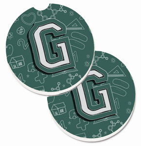 Letter Back to School Initial Cup Holder Car Coasters (Set of 2) - 638508585745