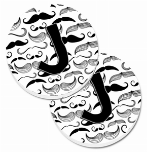 Letter Moustache Initial Cup Holder Car Coasters (Set of 2) - 638508585516