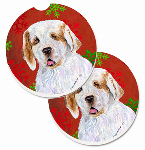 Dog Themed Holiday Christmas Cup Holder Car Coasters (Set of 2) - 638508594105