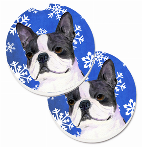 Dog Themed Holiday Christmas Cup Holder Car Coasters (Set of 2) - 638508592460