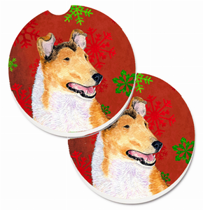 Dog Themed Holiday Christmas Cup Holder Car Coasters (Set of 2) - 638508592972