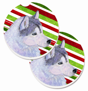 Dog Themed Holiday Christmas Cup Holder Car Coasters (Set of 2) - 638508593665