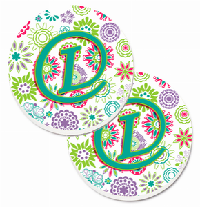 Letter Floral Cup Holder Car Coasters (Set of 2) - 638508586056