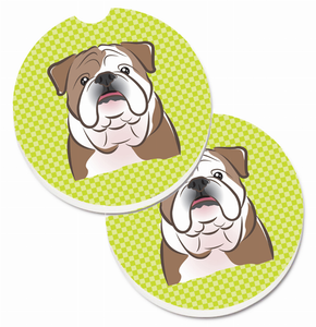 Dog Themed Checkered Cup Holder Car Coasters (Set of 2) - 638508565358