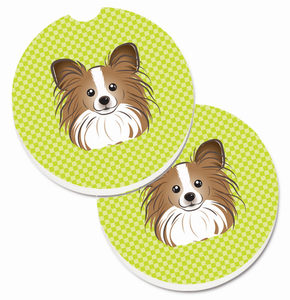 Dog Themed Checkered Cup Holder Car Coasters (Set of 2) - 638508565648