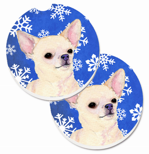 Dog Themed Holiday Christmas Cup Holder Car Coasters (Set of 2) - 638508592705