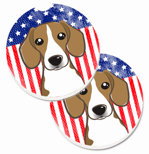 Dog Themed American Flag Cup Holder Car Coasters (Set of 2) - 638508566799