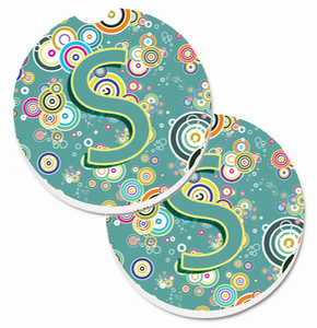 Letter Circle Circle Initial Alphabet Cup Holder Car Coasters (Set of 2) - 638508587169