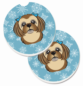Dog Themed Holiday Christmas Cup Holder Car Coasters (Set of 2) - 638508565945