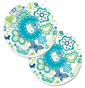 Letter Floral Cup Holder Car Coasters (Set of 2) - 638508584663