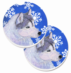 Dog Themed Holiday Christmas Cup Holder Car Coasters (Set of 2) - 638508593672