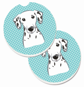 Dog Themed Checkered Cup Holder Car Coasters (Set of 2) - 638508564023