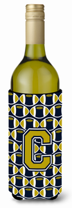 Monogram Letter Football Wine Bottle Hugger - 638508045034