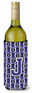 Monogram Letter Football Wine Bottle Hugger - 638508040183
