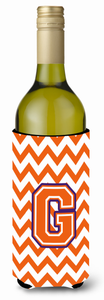 Monogram Letter Chevron Wine Bottle Hugger - 638508035479