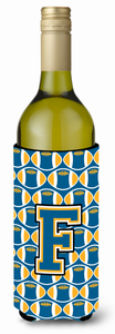 Monogram Letter Football Wine Bottle Hugger - 638508047403