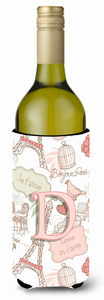 Monogram Letter Love in Paris Pink Wine Bottle Hugger - 638508018328