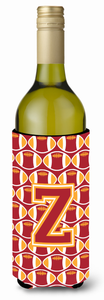 Monogram Letter Football Wine Bottle Hugger - 638508041906