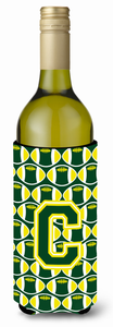Monogram Letter Football Wine Bottle Hugger - 638508045812