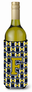 Monogram Letter Football Wine Bottle Hugger - 638508045065