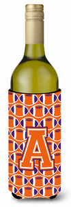 Monogram Letter Football Wine Bottle Hugger - 638508043214