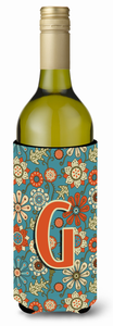 Monogram Letter Flowers Wine Bottle Hugger - 638508020680