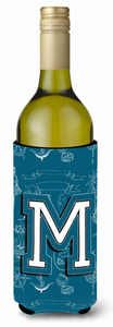 Monogram Letter Sea Doodles Alphabet Wine Bottle Hugger - 638508021007
