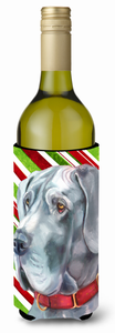 Candy Cane Holiday Christmas Design with Dog Wine Bottle Hugger - 638508068996