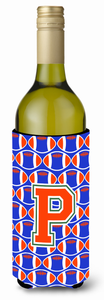 Monogram Letter Football Wine Bottle Hugger - 638508052186