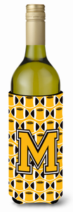 Monogram Letter Football Wine Bottle Hugger - 638508049810