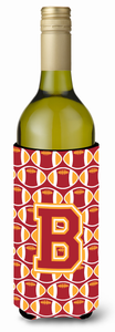 Monogram Letter Football Wine Bottle Hugger - 638508041661