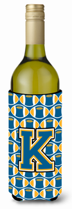 Monogram Letter Football Wine Bottle Hugger - 638508047458