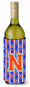 Monogram Letter Football Wine Bottle Hugger - 638508052162