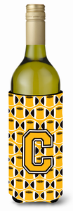 Monogram Letter Football Wine Bottle Hugger - 638508049711