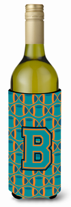 Monogram Letter Football Wine Bottle Hugger - 638508036209