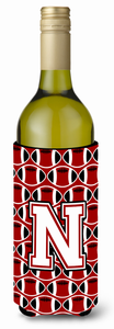 Monogram Letter Football Wine Bottle Hugger - 638508051387