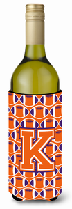Monogram Letter Football Wine Bottle Hugger - 638508043313