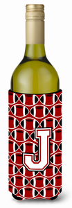 Monogram Letter Football Wine Bottle Hugger - 638508051349