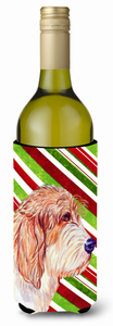 Candy Cane Holiday Christmas Design with Dog Wine Bottle Hugger - 615872701414