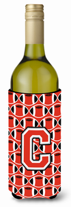 Monogram Letter Football Wine Bottle Hugger - 638508039330