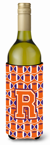 Monogram Letter Football Wine Bottle Hugger - 638508043382