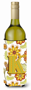 Monogram Letter Floral Wine Bottle Hugger - 638508018656