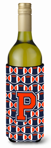 Monogram Letter Football Wine Bottle Hugger - 638508038685