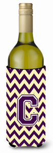 Monogram Letter Chevron Wine Bottle Hugger - 638508032317