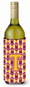 Monogram Letter Football Wine Bottle Hugger - 638508050663