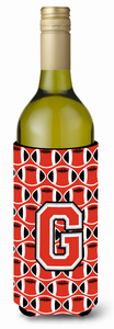 Monogram Letter Football Wine Bottle Hugger - 638508039378