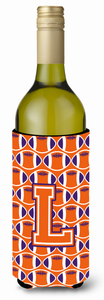 Monogram Letter Football Wine Bottle Hugger - 638508043320